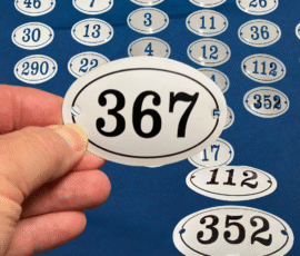 Oval enamel look house number signs – classic white and black, Australian made